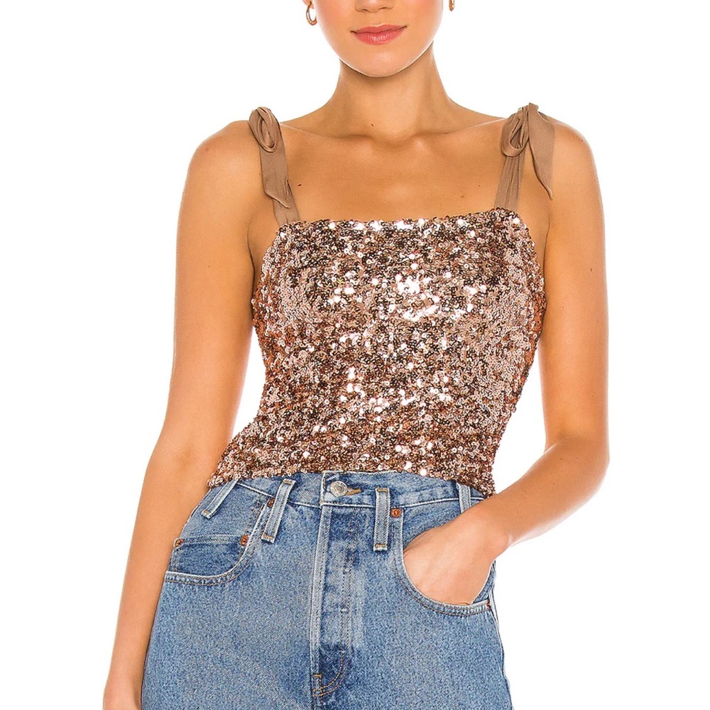 Free People Gold Sequin Top